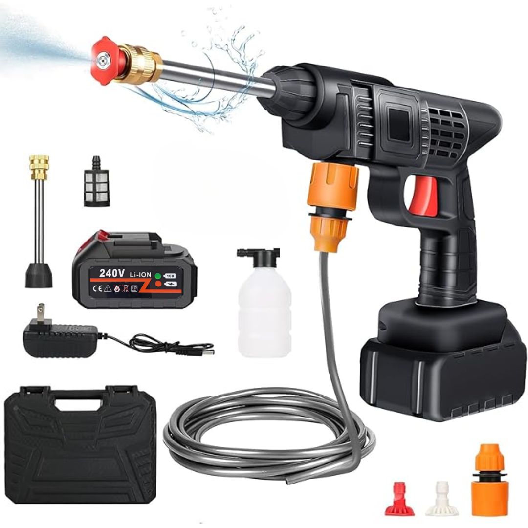 Hidrolavadora Inalámbrica Portátil 240V | Kit de Lavado a Presión con Maletín